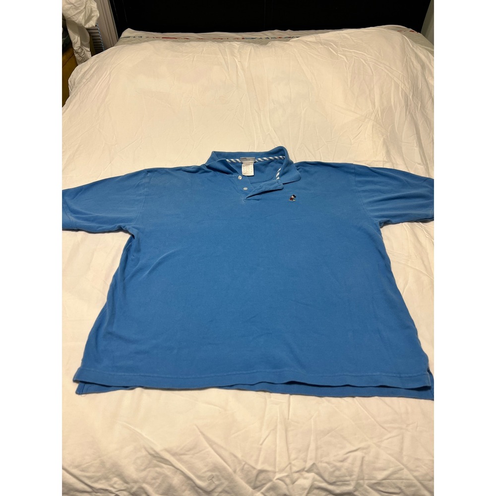 Walt Disney World Mens Blue Mickey Mouse Embroidered Pique Polo Shirt Large